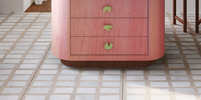 white-beige-geometric-terrazzo-tiles-kitchen-floor