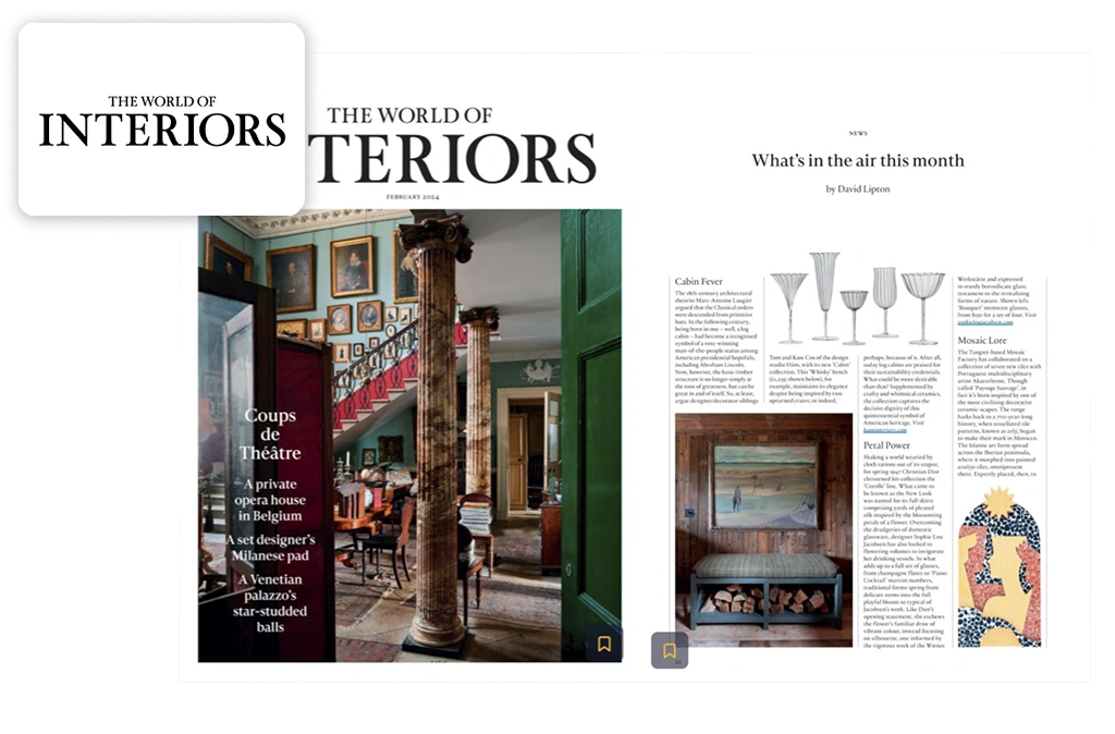 <span class='namePresse'>The World of Interiors</span><span class='paysPresse'> - UK</span></br><span class='datePresse'>Feb 2024</span>