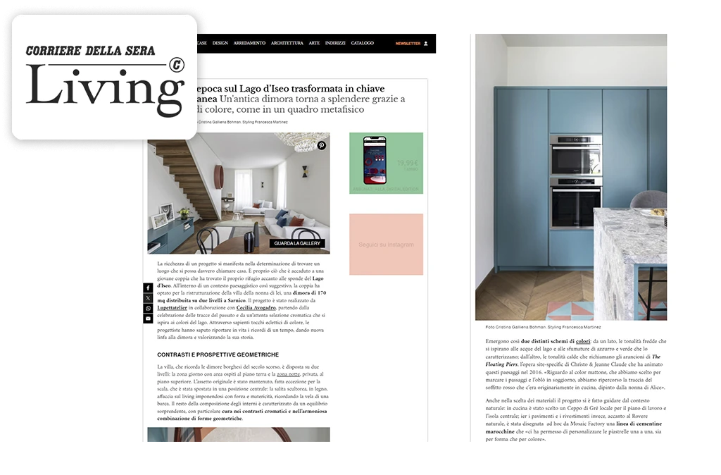 <span class='namePresse'>Living - Corriere de la Sera</span><span class='paysPresse'> - Italy</span></br><span class='datePresse'>March 2024</span>