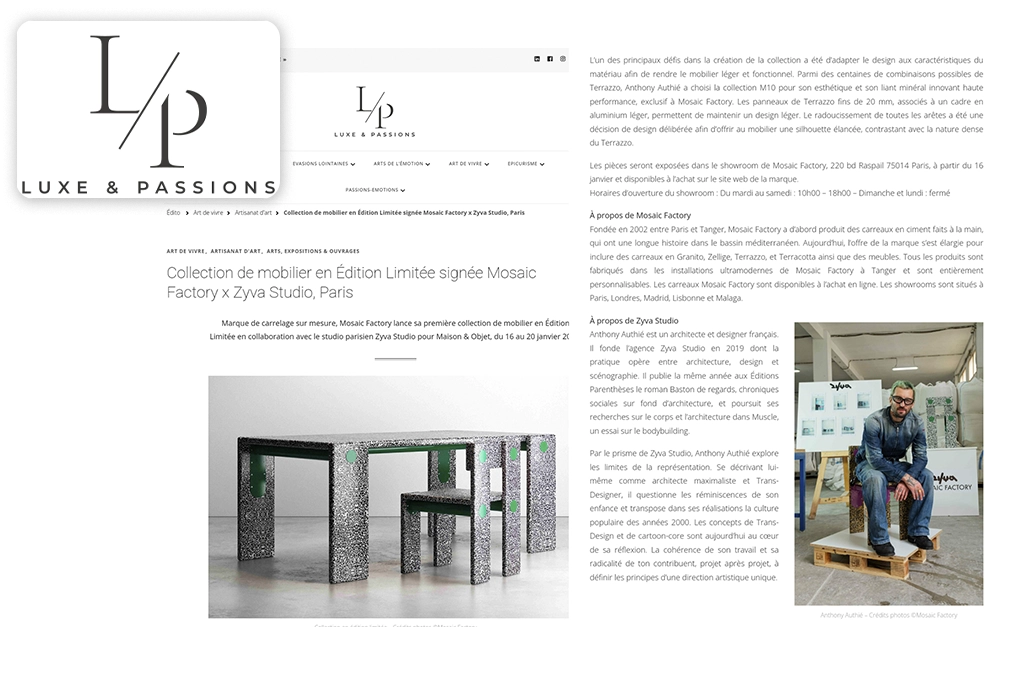 <span class='namePresse'>Luxe et Passions</span><span class='paysPresse'> - France</span></br><span class='datePresse'>January 2025</span>