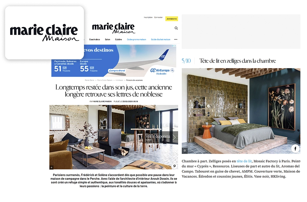 <span class='namePresse'>Marie Claire Maison</span><span class='paysPresse'> - France</span></br><span class='datePresse'>February 2025</span>